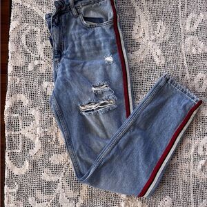 Zara Blue Boyfriend Jeans with Distressed Details